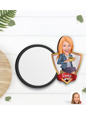 BK Gift Kişiye Özel Kadın Karikatürlü Ahşap Bardak ALTLIĞI-107