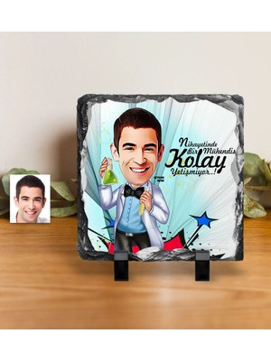 BK Gift Kişiye Özel Bay Kimya Mühendisi Karikatürlü Dekoratif Doğal Taş - 2
