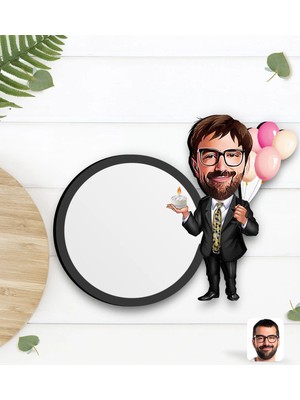 BK Gift Kişiye Özel Erkek Doğum Günü Karikatürlü Ahşap Bardak Altlığı-3