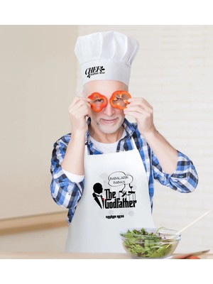 BK Gift Kişiye Özel Babaların Babası Erkek Mutfak Önlüğü ve Aşçı Şapkası Seti-3