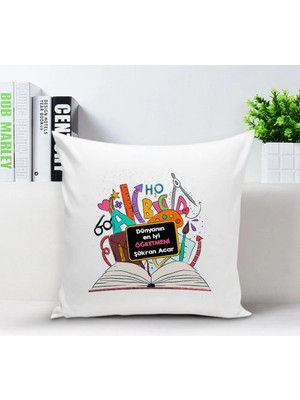 BK Gift Kişiye Özel Beyaz Yastık Kılıfı (Öğretmenler Günü Temalı-11)