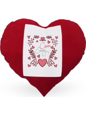 BK Gift Kişiye Özel Sevgililer Günü Temalı Kırmızı Kalp Yastık Kılıfı - 35