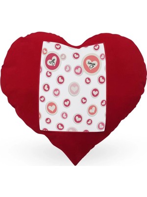 BK Gift Kişiye Özel Sevgililer Günü Temalı Kırmızı Kalp Yastık Kılıfı - 37