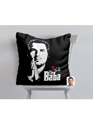 BK Gift Kişiye Özel Godfather Baba Tasarımlı Beyaz Yastık-1