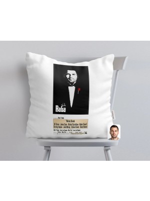 BK Gift Kişiye Özel Godfather Baba Tasarımlı Beyaz Yastık-5