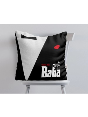 BK Gift Kişiye Özel Godfather Baba Tasarımlı Beyaz Yastık-11