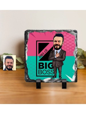 BK Gift Kişiye Özel Bay Big Boss Karikatürlü Dekoratif Doğal Taş - 1