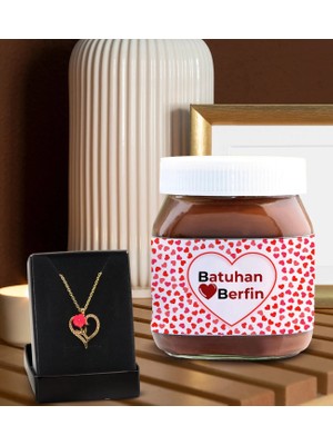 Bk Gift Sevgiliye Özel Aşk Çiçeği Kalp Kolye ve Nutella 400GR. Hediye Seti, Sevgililer Günü Hediye, Doğum Günü Hediyesi, Sevgiliye Hediye-5