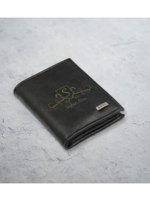 Bk Gift Kişiye Özel Isimli Dikey Siyah Kartlık Cüzdan