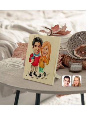 BK Gift Kişiye Özel Sevgililer Karikatürlü Dekoratif Ahşap Çerçeve Model 107