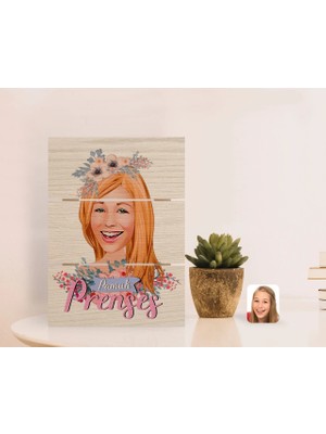 BK Gift Kişiye Özel Pamuk Prenses Karikatürlü Otantik Masaüstü Ahşap Palet Çerçeve-2