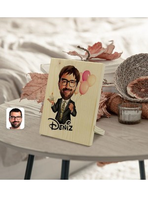 BK Gift Kişiye Özel Isimli Erkek Doğum Günü Karikatürlü Dekoratif Ahşap Çerçeve Model 3