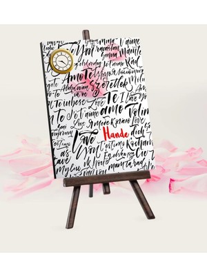 BK Gift Kişiye Özel Sevgililer Günü Tasarımlı Şovaleli Masa Saati - 77