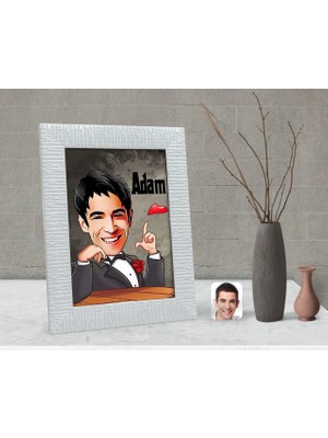 BK Gift Kişiye Özel Adam Karikatürlü Dekoratif Çerçeve-3