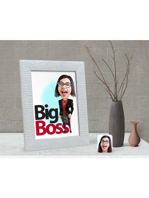 BK Gift Kişiye Özel Kadın Big Boss Karikatürlü Dekoratif Çerçeve-2