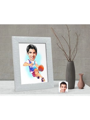 BK Gift Kişiye Özel Erkek Basketbolcu Karikatürlü Dekoratif Çerçeve-2