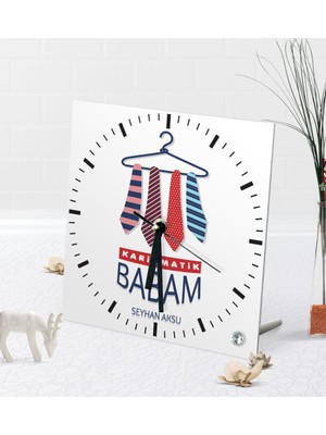 BK Gift Kişiye Özel Karizmatik Babam Masaüstü Kare Cam Saat
