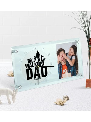 BK Gift Kişiye Özel Fotoğraflı The Walking Dad Masaüstü Cam Saat-1