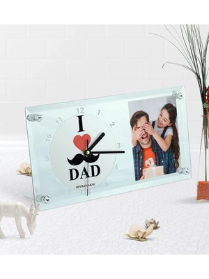 BK Gift Kişiye Özel Fotoğraflı Babamı Seviyorum Masaüstü Cam Saat