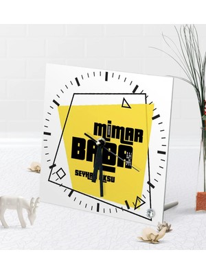 BK Gift Kişiye Özel Mimar Baba Masaüstü Kare Cam Saat-2