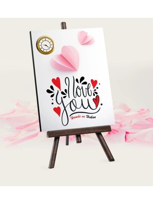 BK Gift Kişiye Özel Seni Seviyorum Şovaleli Masa Saati - 1