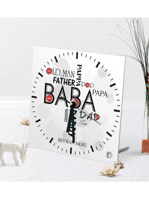 BK Gift Kişiye Özel Baba Masaüstü Kare Cam Saat-2