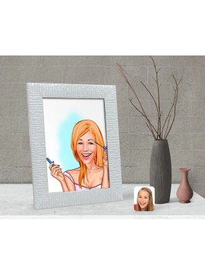 BK Gift Kişiye Özel Kadın Karikatürlü Dekoratif Çerçeve-21