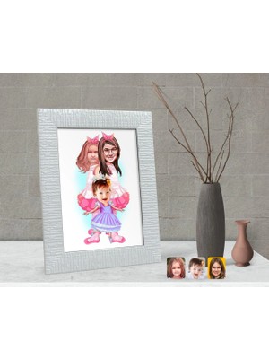 BK Gift Kişiye Özel 3 Kardeş Karikatürlü Dekoratif Çerçeve-3
