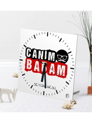 BK Gift Kişiye Özel Canım Babam Masaüstü Kare Cam Saat-6