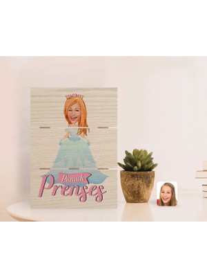 BK Gift Kişiye Özel Pamuk Prenses Karikatürlü Otantik Masaüstü Ahşap Palet Çerçeve-4