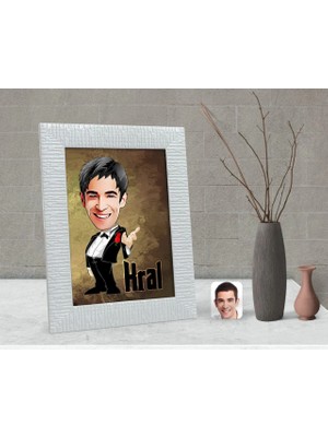 BK Gift Kişiye Özel Kral Karikatürlü Dekoratif Çerçeve-1