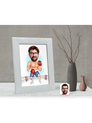 BK Gift Kişiye Özel Erkek Boksör Karikatürlü Dekoratif Çerçeve-1