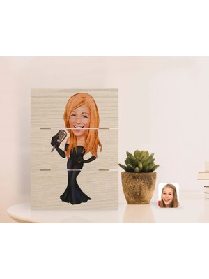 BK Gift Kişiye Özel Assolist Karikatürlü Otantik Masaüstü Ahşap Palet Çerçeve-1