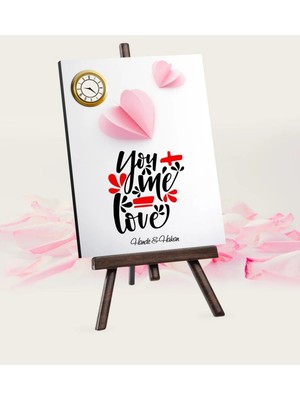 BK Gift Kişiye Özel Sevgililer Günü Tasarımlı Şovaleli Masa Saati - 79