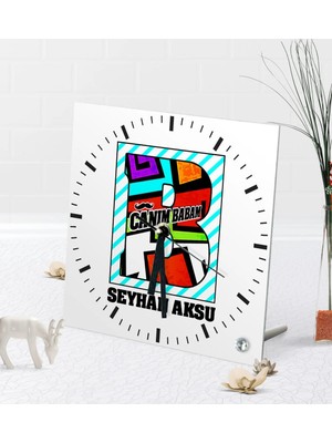 BK Gift Kişiye Özel Canım Babam Masaüstü Kare Cam Saat-3