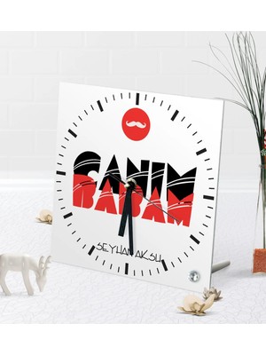 BK Gift Kişiye Özel Canım Babam Masaüstü Kare Cam Saat-5