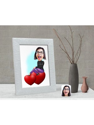 BK Gift Kişiye Özel Kadın Karikatürlü Dekoratif Çerçeve-2