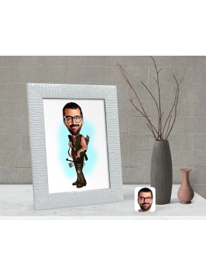 BK Gift Kişiye Özel Okçu Karikatürlü Dekoratif Çerçeve-1