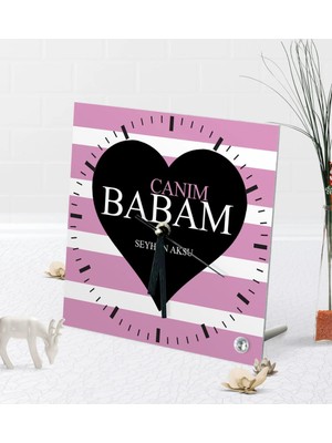 BK Gift Kişiye Özel Canım Babam Masaüstü Kare Cam Saat-1
