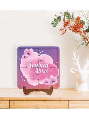 BK Gift Kişiye Özel Isimli Kadınlar Günü Tasarımlı Ahşap Standlı Puzzle Çerçeve-12