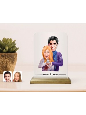 BK Gift Kişiye Özel Sevgililer Karikatürlü Çerçeve-89