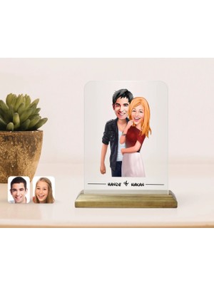 BK Gift Kişiye Özel Sevgililer Karikatürlü Çerçeve-90