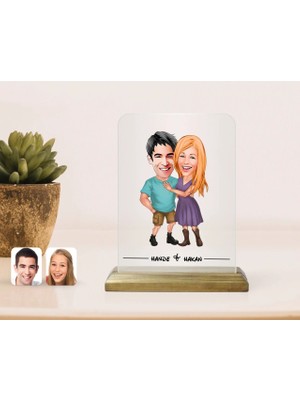 BK Gift Kişiye Özel Sevgililer Karikatürlü Çerçeve-80