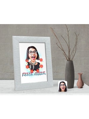 BK Gift Kişiye Özel Melek Annem Karikatürlü Dekoratif Çerçeve-1