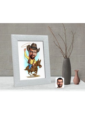 BK Gift Kişiye Özel Kovboy Karikatürlü Dekoratif Çerçeve-2