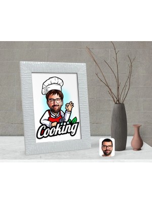 BK Gift Kişiye Özel Erkek Chef Karikatürlü Dekoratif Çerçeve-14