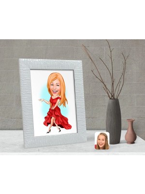 BK Gift Kişiye Özel Kadın Manken Karikatürlü Dekoratif Çerçeve-1
