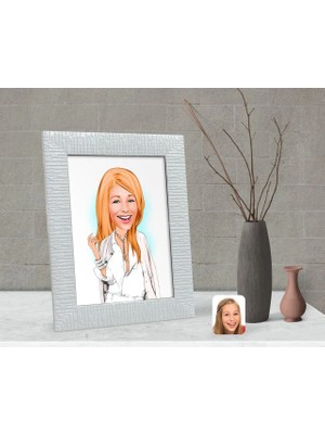 BK Gift Kişiye Özel Kadın Model Karikatürlü Dekoratif Çerçeve-2