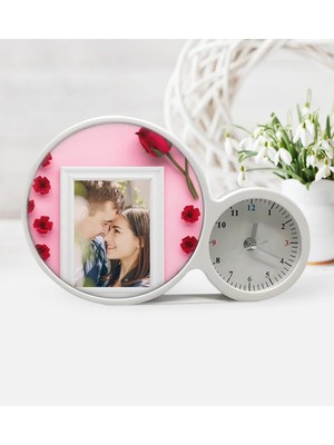 BK Gift Kişiye Özel Sevgililer Günü Fotoğraflı Saatli Sihirli LED Ayna Çerçeve - 9