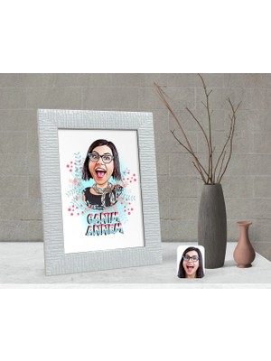 BK Gift Kişiye Özel Canım Annem Karikatürlü Dekoratif Çerçeve-1